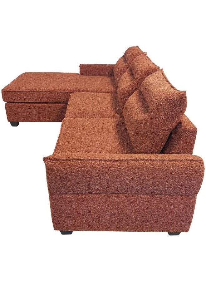 Comfynest Comfynest Aspin 3Seater Reversible Corner Fabric Sofa Orange With 2Year Warranty 263X85X89Cm Orange - Image 4