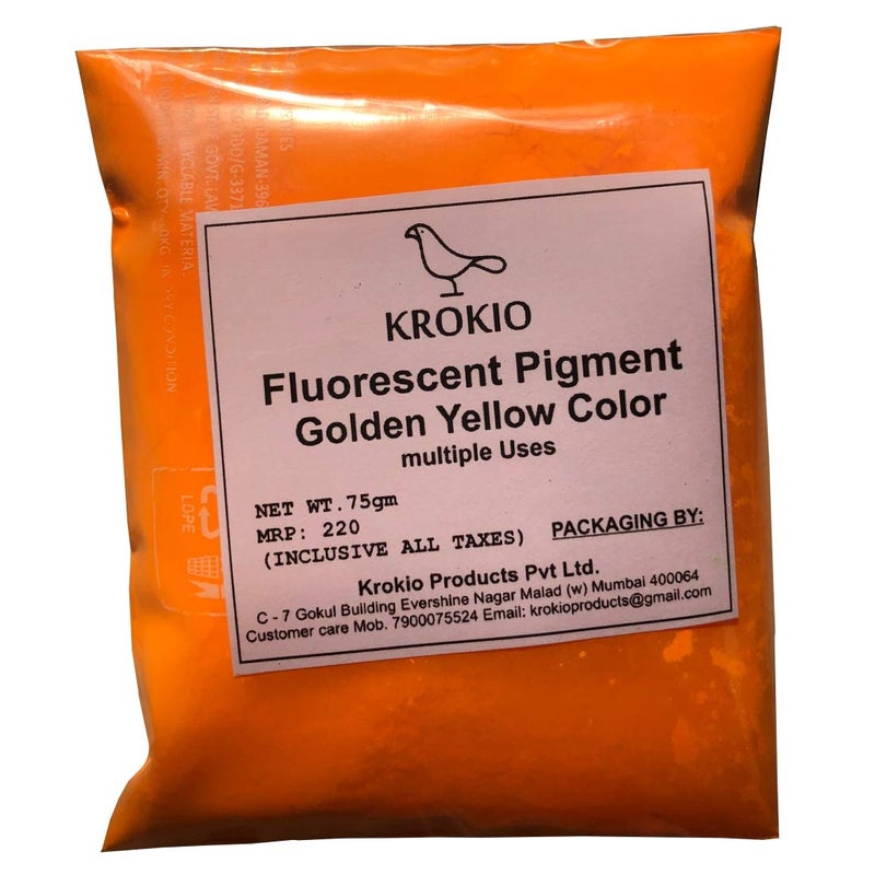 Krokio Fluorescent Pigment Powder for Candle Making Colors Dye Pack of 75gm Golden Yellow