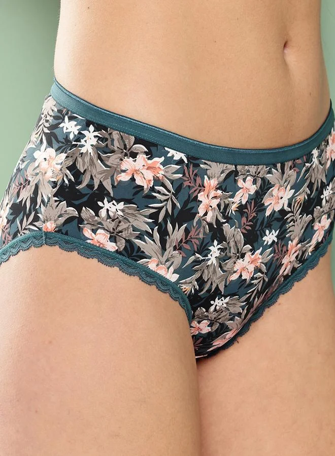 Leading Lady Teal Teal Floral Lightly Padded Non Wired Bra and Brief Set for Women | Best Price UAE