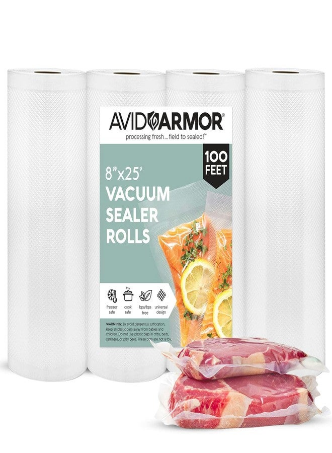 Avid Armor Vacuum Sealer Bags - 4 Pack, 8x25 Rolls | BPA-Free Vacuum Seal Bags for Food Storage, Meal Prep, Sous Vide | Heavy Duty Vacuum Sealer Bags, Fits Foodsaver & Seal a Meal - Image 1