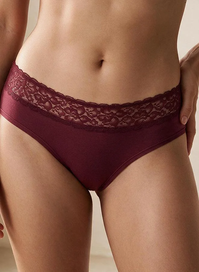 Intimates Elastic Waist Lace Trim Briefs