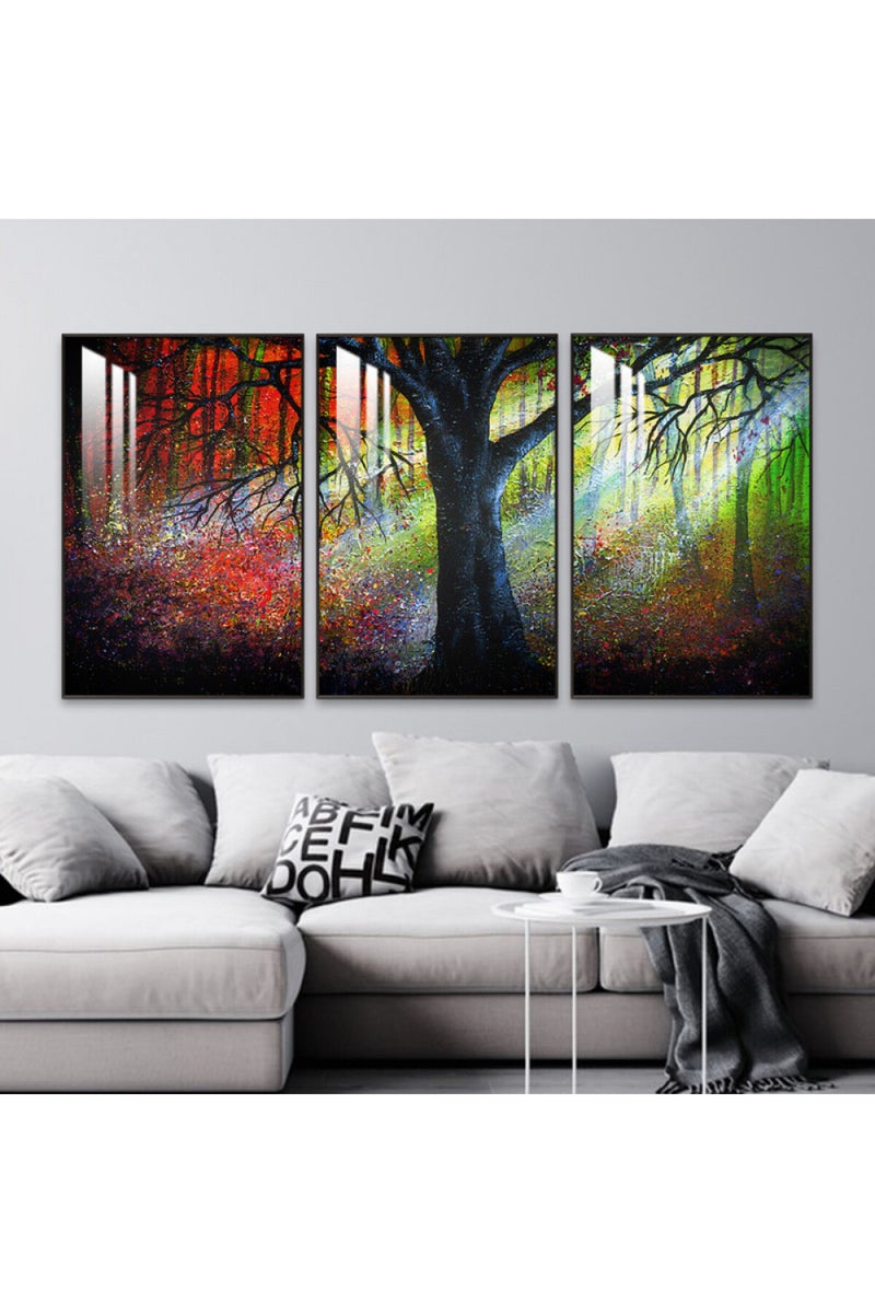 ماركتنا ثلاث لوحات جدارية خشبية بإطار وطبقة أكريليك شفافة - Image 1
