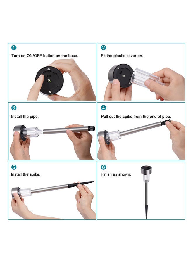 NIBEMINENT 5-Piece LED Solar Garden Light Set Silver/Black - Image 2