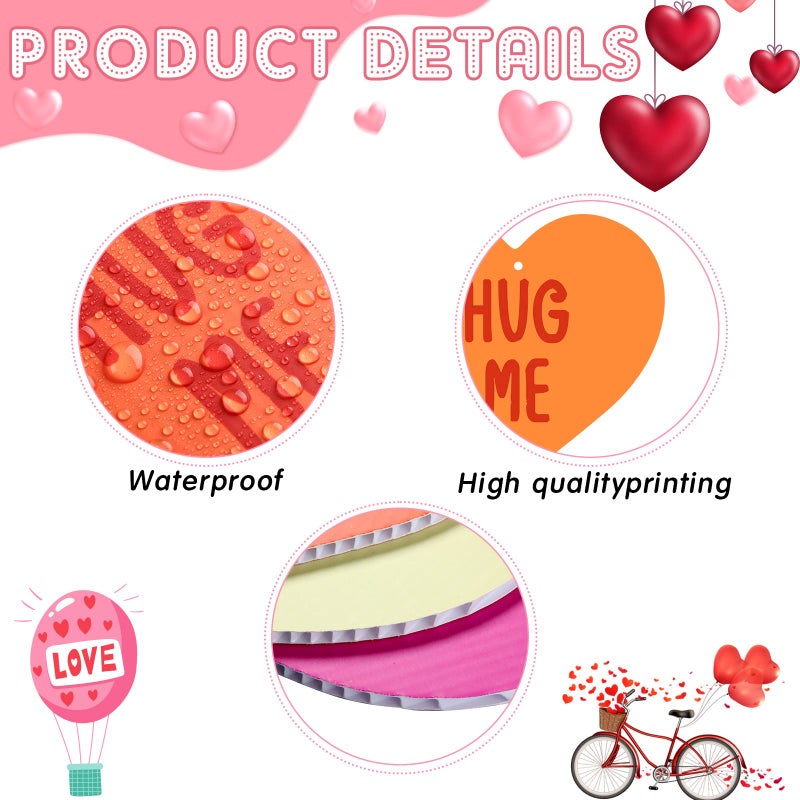 Roowest 30 Pieces Valentine Heart Outdoor Hanging Ornaments Candy Heart Double Sided Romantic Conversation Hanging Candy Happy Valentine Porch Tree Yard Lawn Decor - Image 4
