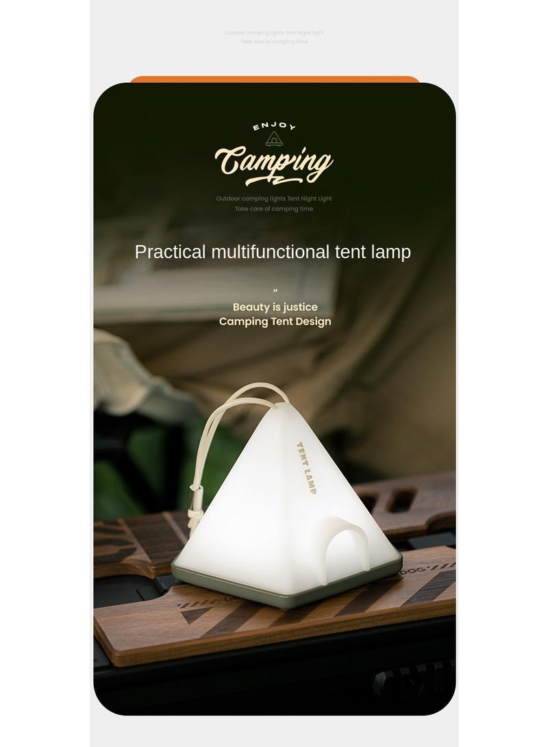 Creative Camping Tent Night Light Bedroom Baby's Sleeping Bedside Night Light Beige/White - Image 5