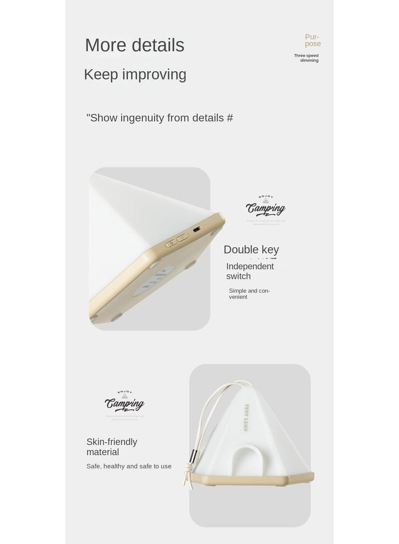 Creative Camping Tent Night Light Bedroom Baby's Sleeping Bedside Night Light Beige/White - Image 3