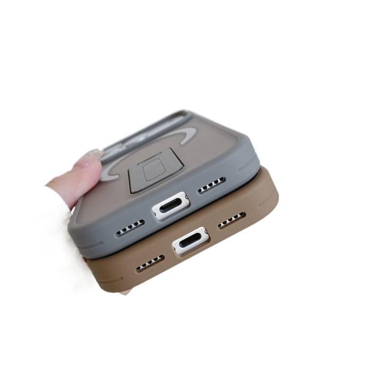 MS غطاء MagSafe بTPU لـ iPhone 15 / 15 Plus / 15 Pro / 15 Pro Max مع مقاوم للصدمات وحماية من السقوط مع مقاوم للصدمات مع حامل قابل للطي مع مغناطيس قوي باللون Desert Gold مغناطيسي بوظي. - Image 4