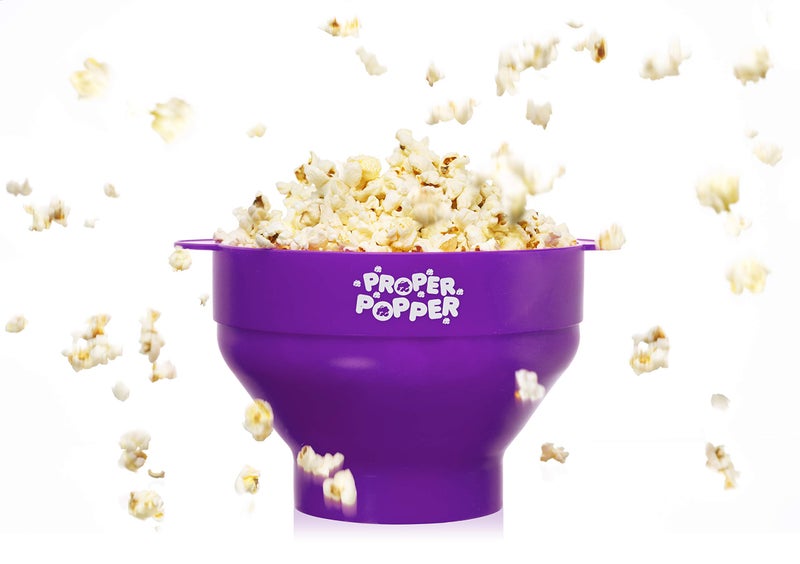 PROPER POPPER The Original Proper Popper Microwave Popcorn Popper, Silicone Popcorn Maker, Collapsible Bowl BPA Free & Dishwasher Safe - (Purple) - Image 2