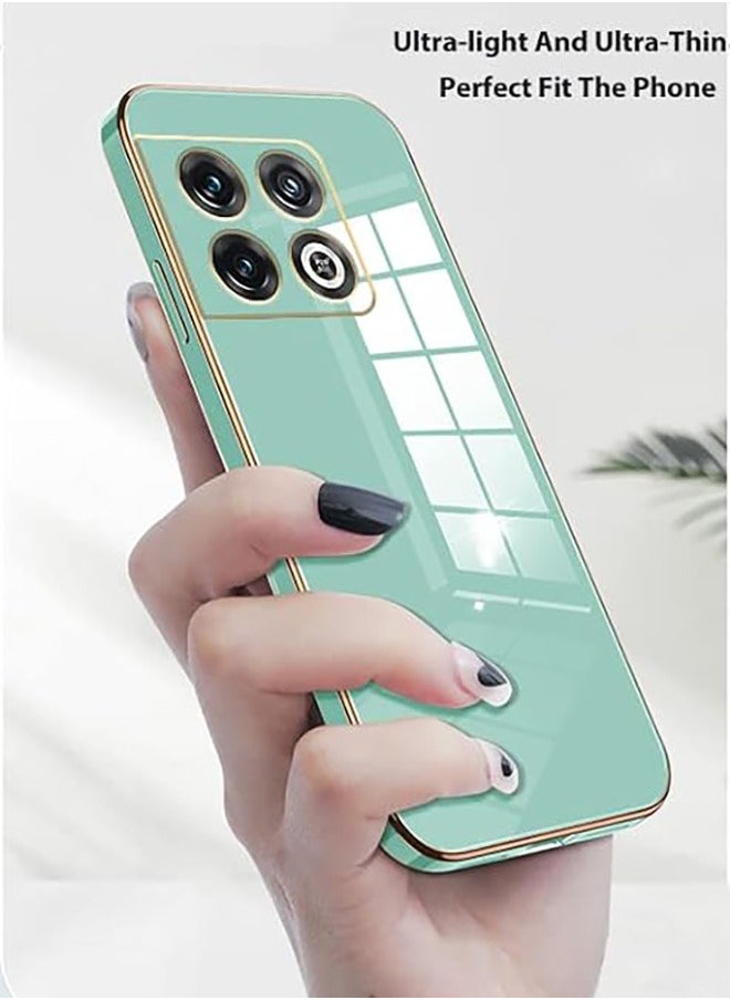 Generic - Compatible With OnePlus 10T/OnePlus ACE Pro Case, Soft TPU Thin Protective Phone Cover with Matte Finish, Anti-Fall Drop Protection,Shockproof Case,Straight Edge Electroplated Case, Green - Image 1