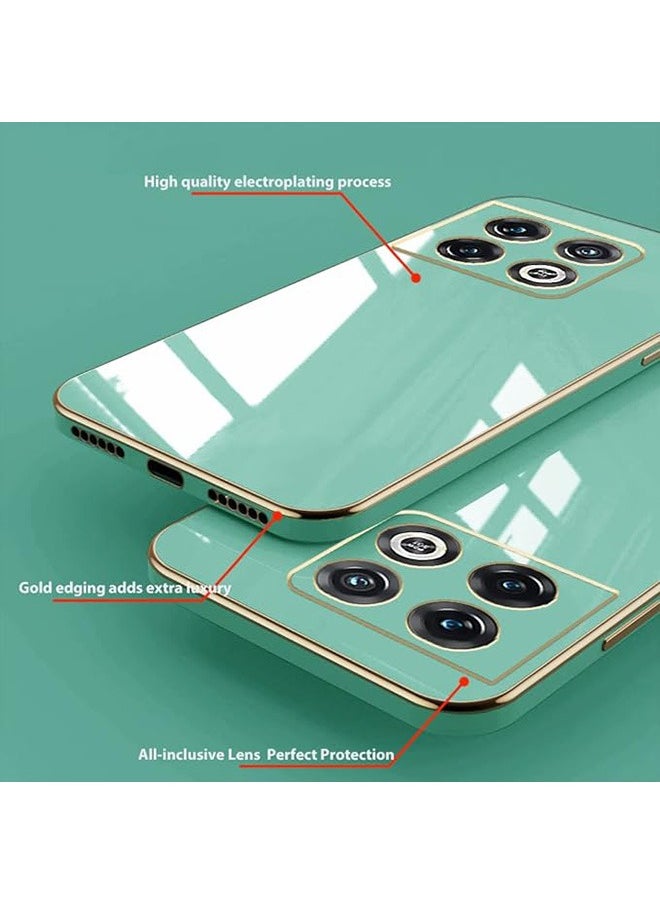 Generic - Compatible With OnePlus 10T/OnePlus ACE Pro Case, Soft TPU Thin Protective Phone Cover with Matte Finish, Anti-Fall Drop Protection,Shockproof Case,Straight Edge Electroplated Case, Green - Image 1