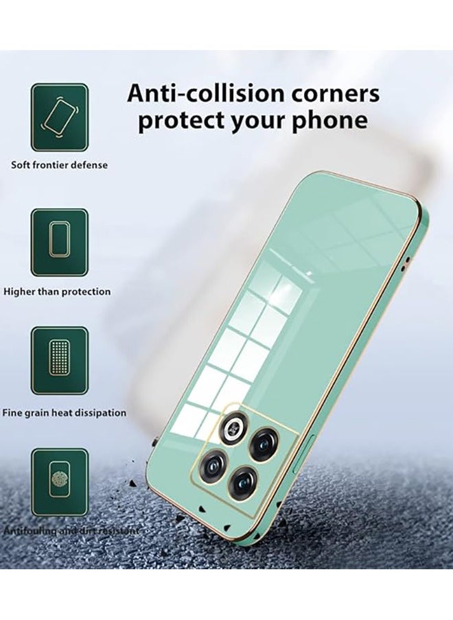 Generic - Compatible With OnePlus 10T/OnePlus ACE Pro Case, Soft TPU Thin Protective Phone Cover with Matte Finish, Anti-Fall Drop Protection,Shockproof Case,Straight Edge Electroplated Case, Green - Image 1