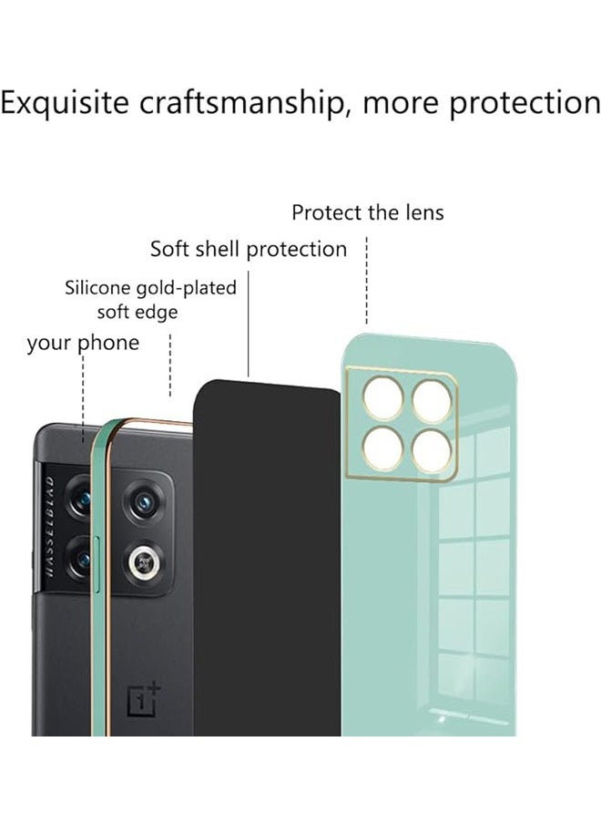 Generic - Compatible With OnePlus 10T/OnePlus ACE Pro Case, Soft TPU Thin Protective Phone Cover with Matte Finish, Anti-Fall Drop Protection,Shockproof Case,Straight Edge Electroplated Case, Green - Image 1