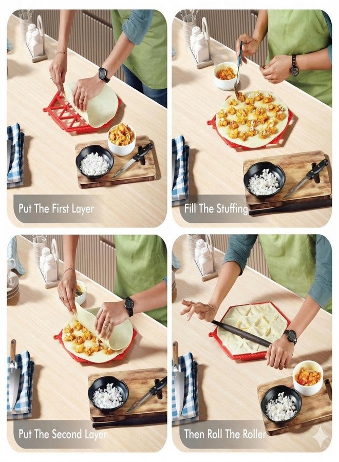 ADson™ Hexagonal Samosa Maker Mould, Red, BPA Free, Dishwasher Safe - Image 4