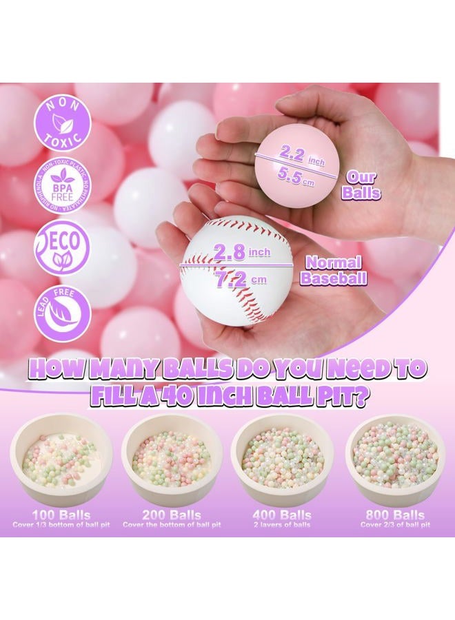 Gogoso Kids Ball Pit Balls - Pack of 100 Plastic Balls for Ball Pit Phthalate Free BPA Free Crush Proof Pink Ball for Toddlers Girls Boys Home Outdoor, 2.15 inches - Image 2