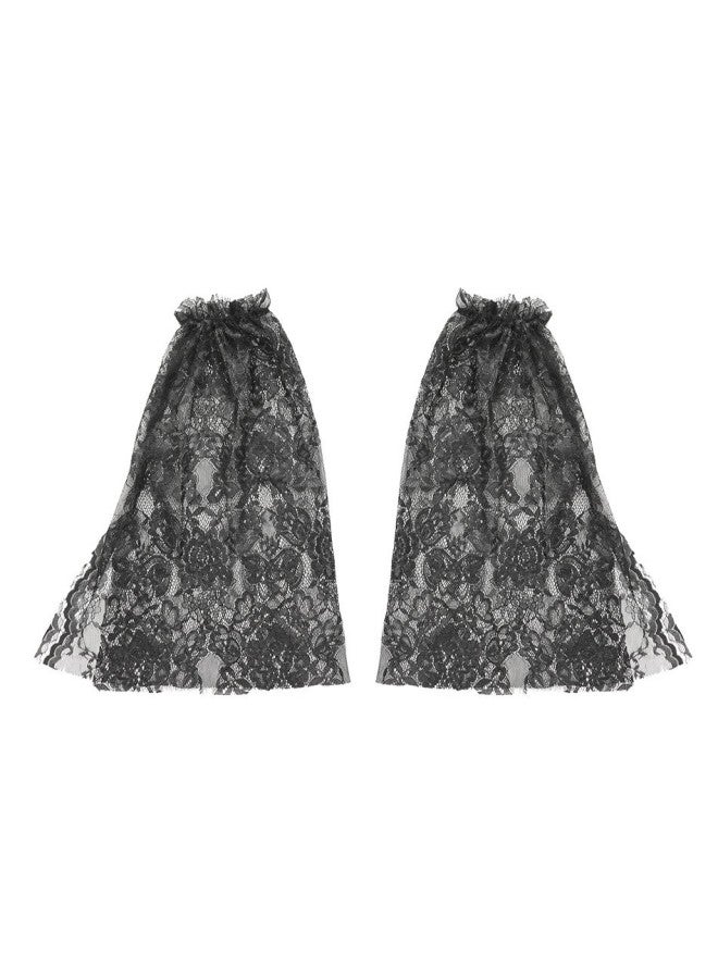 Black Cape - Halloween Hooded Cloak Cape - Lace sleeves - Cosplay Costume, Medieval Cape, Adult Magic Robe, Party Fancy Dress, Performance Prop - Image 1