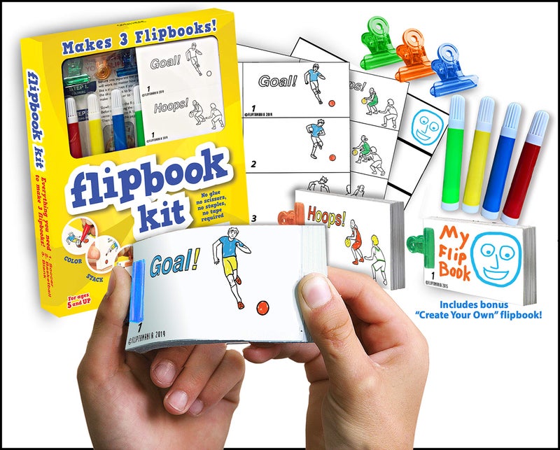 Fliptomania Make Your Own Flipbook: Basketball and Soccer - Paper Stop Motion Animation Kit for Kids 6-12 and Creative Artists - Image 2