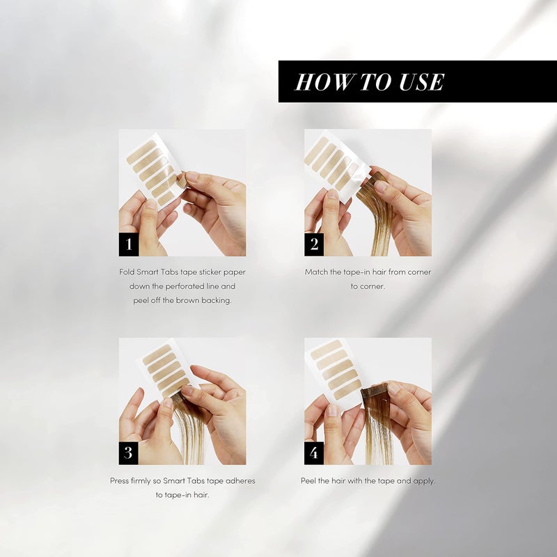 The Hair Shop Smart Tabs Tape-in Hair Extension Tape - Professional Strong No-Residue Bonding Double-Sided Replacement Tape for 100% Remy Human Hair Extensions, 60 Tabs (4 cm x 0.9 cm) - Image 2