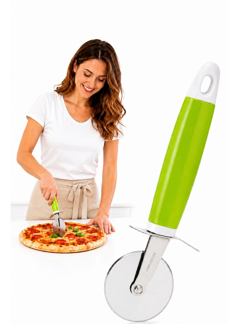 Stainless Steel Pizza Cutter Wheel with Ergonomic Plastic Handle, Sharp Pizza Slicer for Pizza, Pastry, Pie, Waffles, Sandwiches & Dough - Image 1