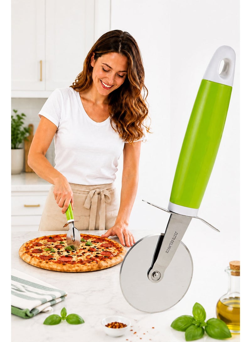 Stainless Steel Pizza Cutter Wheel with Ergonomic Plastic Handle, Sharp Pizza Slicer for Pizza, Pastry, Pie, Waffles, Sandwiches & Dough - Image 3