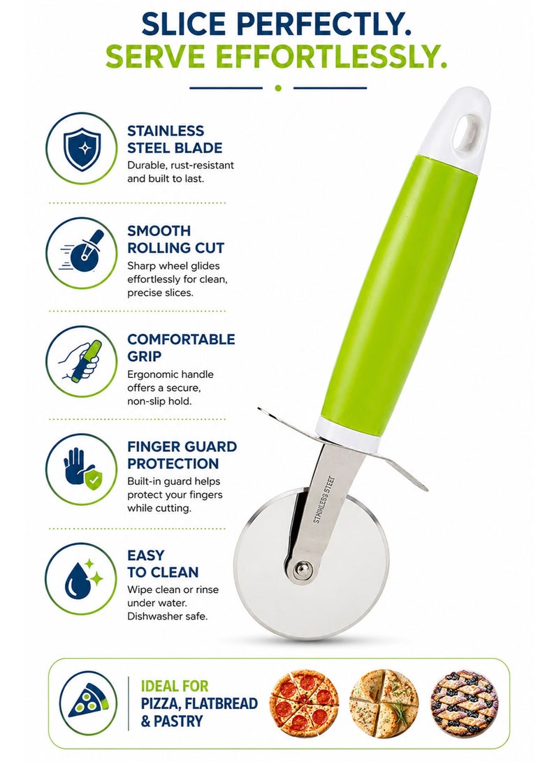 Stainless Steel Pizza Cutter Wheel with Ergonomic Plastic Handle, Sharp Pizza Slicer for Pizza, Pastry, Pie, Waffles, Sandwiches & Dough - Image 2