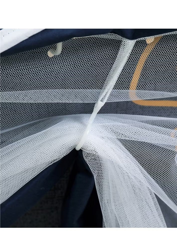 WALALLA Bed Canopy Tents Curtain Blackout Single Bed Tent Student Shading Cloth Canopy Dormitory Mosquito Net Sleep Privacy Protection with Frame for Children Bedroom Blue with Cartoon Lemon Pattern - Image 5