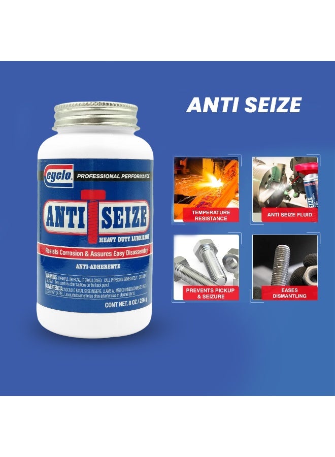 Cyclo Anti Seize Heavy Duty Lubricant 226g High Temperature Anti-Seize Compound for Bolts, Nuts, Threads, Metal Parts Prevents Corrosion, Rust, Galling, Seizing & Assures Easy Disassembly Automotive, Marine, Industrial, DIY, C682 - Image 3