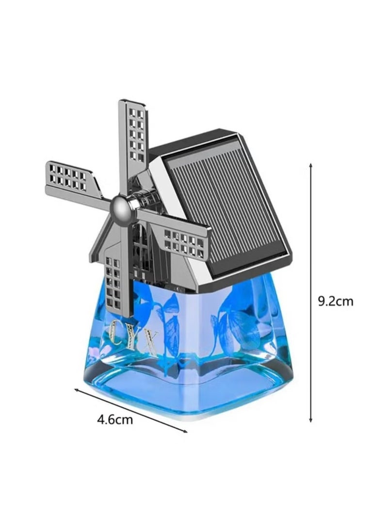 Generic Car Air Freshener Light Styling Solar Windmill Model Center Console Decoration Auto Fragrance Air Fresheners Car Accessories (Blue)  - Image 1