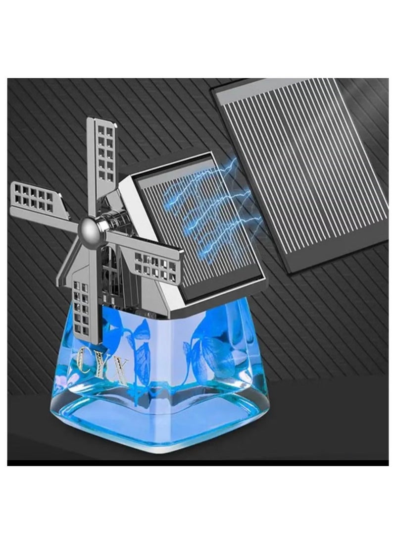 Generic Car Air Freshener Light Styling Solar Windmill Model Center Console Decoration Auto Fragrance Air Fresheners Car Accessories (Blue)  - Image 2
