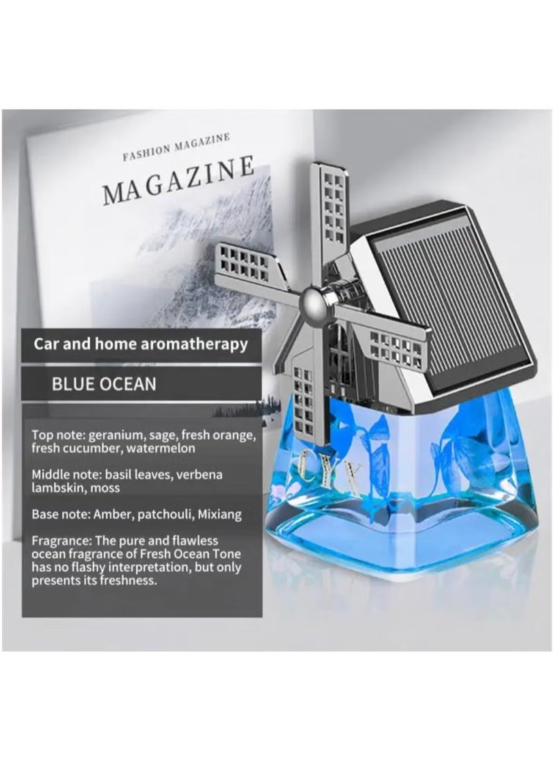 Generic Car Air Freshener Light Styling Solar Windmill Model Center Console Decoration Auto Fragrance Air Fresheners Car Accessories (Blue)  - Image 4