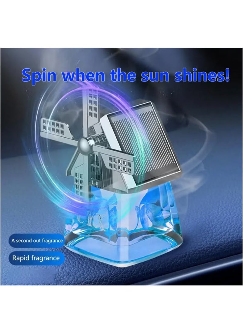 Generic Car Air Freshener Light Styling Solar Windmill Model Center Console Decoration Auto Fragrance Air Fresheners Car Accessories (Blue)  - Image 5