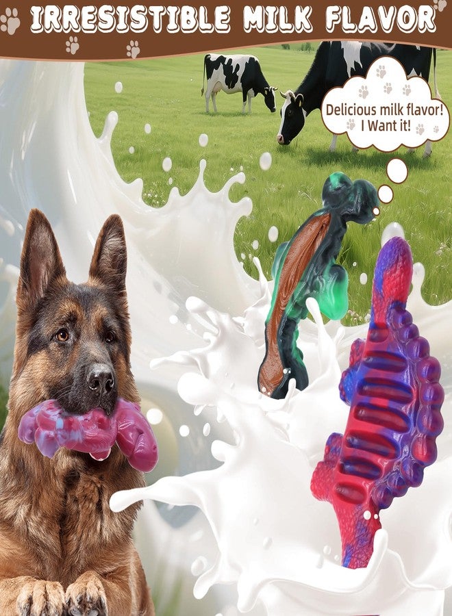 Magicorange مجموعة ماجيك أورانج من 3 ألعاب مضغ للكلاب، مناسبة للكلاب التي تمضغ بقوة، مصنوعة من النايلون المتين، بنكهة الحليب، ألعاب مضغ قوية - Image 3