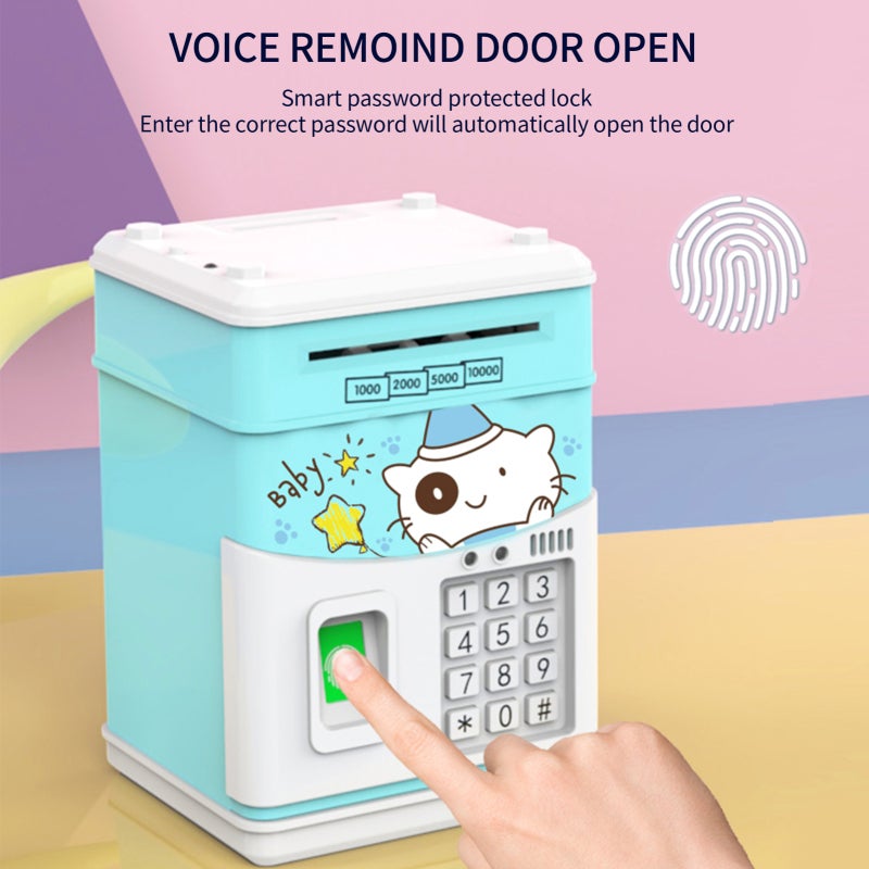 Piggy Bank: Pink Type-4 Automatic Roll Money Bank - Password & Simulated Fingerprint Design, Interactive Music, Premium ABS Material for Boys and Girls - Image 5
