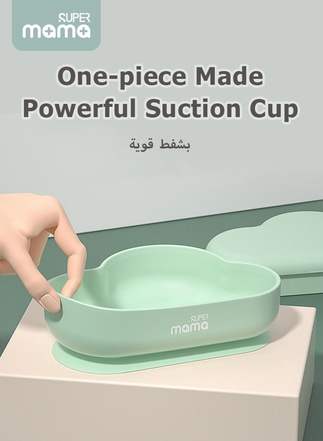 SUPERMAMA 2PCS Baby Suction Bowl or Toddler Plate with Lid for Kids First Stage Self Feeding Cloud Style BAP Free Food Grade silicone - Image 4