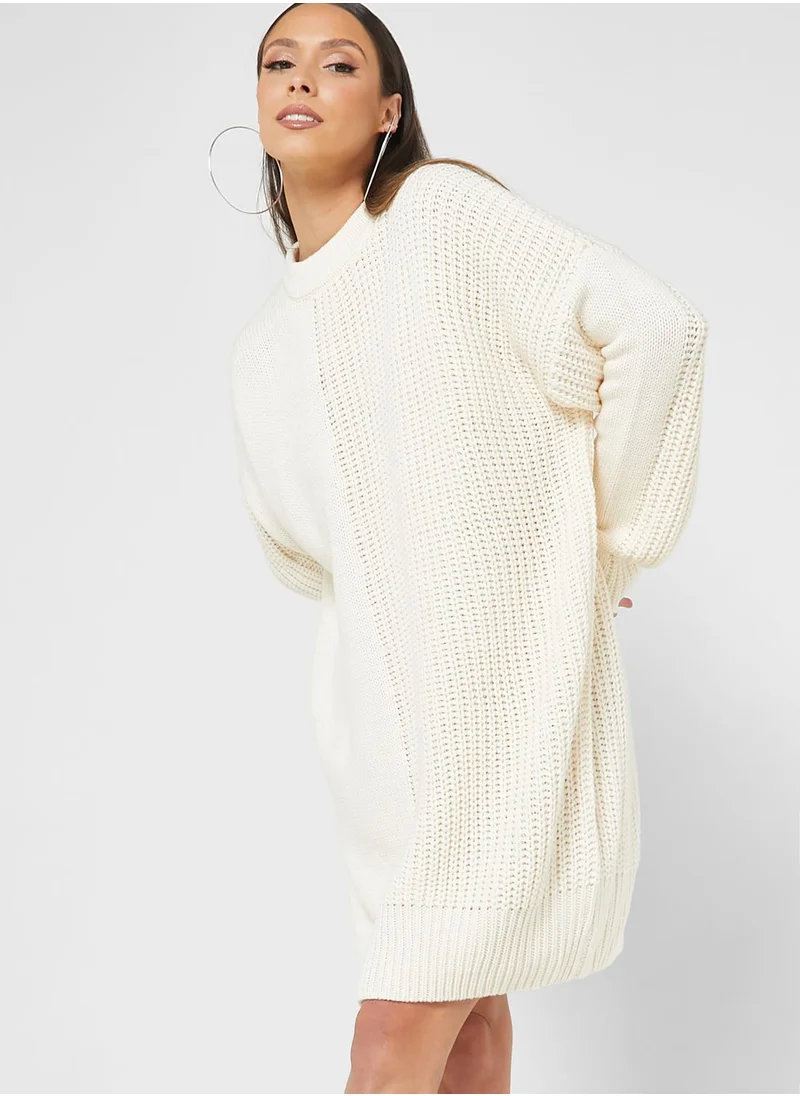 Topshop Tall Ribbed Contrast Detail Dress