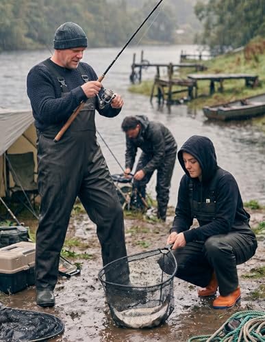 fit space Town Field Waterproof Overall Rain Pants HeavyDuty Rubber Bib Unisex Fit Workwear for Industrial Fishing Farming Black XLarge - Image 3