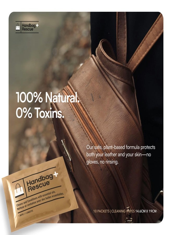 Boot Rescue HandBagRescue All-Natural Cleaning Wipes. Remove Dirt & Surface Stains & Conditions Leather Handbags with Essential Oil. Box of 10 Individually Wrapped Wipes. - Image 3
