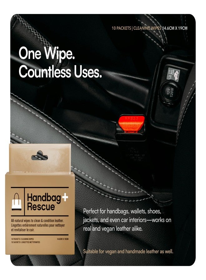 Boot Rescue HandBagRescue All-Natural Cleaning Wipes. Remove Dirt & Surface Stains & Conditions Leather Handbags with Essential Oil. Box of 10 Individually Wrapped Wipes. - Image 5