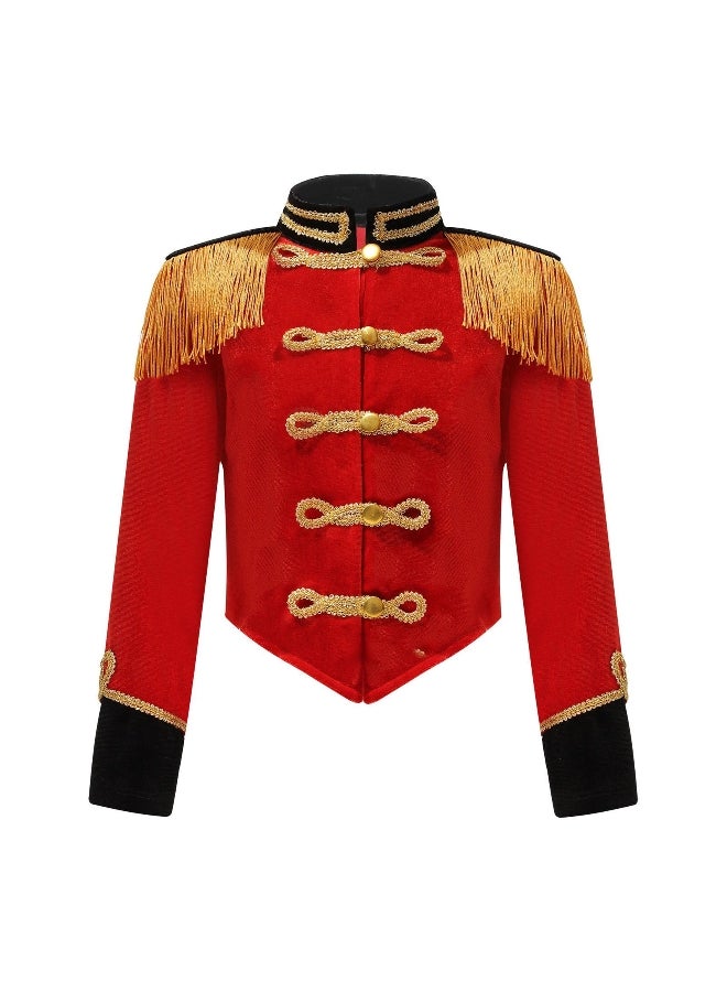 Kids Girls Boys Drum Major Costume Marching Band Uniform Ringleader Drummer Halloween Cosplay Performance Prince Costume 