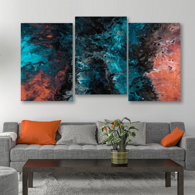 ماركتنا ثلاث لوحات قماشية بتصميم مودرن مع برواز مجوف مقاس (90×40) ثلاث قطع - Image 1