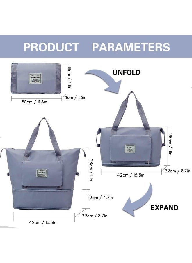 MYK MYK Foldable Duffle Bag for Travelling |Waterproof and Large Travel Bag for Women Luggage | Expandable & Multipurpose Large Capacity Weekender Carry Bag for Women Travel (Blue)  - Image 2