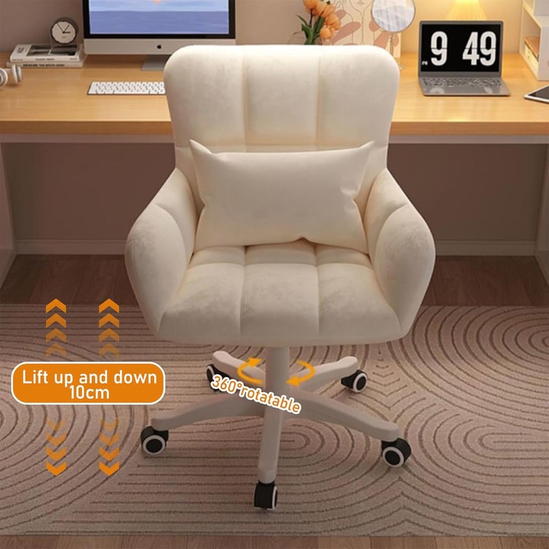 Fohome Home Office Chair with Wheels,360°Swivel Vanity Chair with Lumbar Pillow, Height Adjustable Computer Task Chair for Home Office, Modern Chair - Image 3
