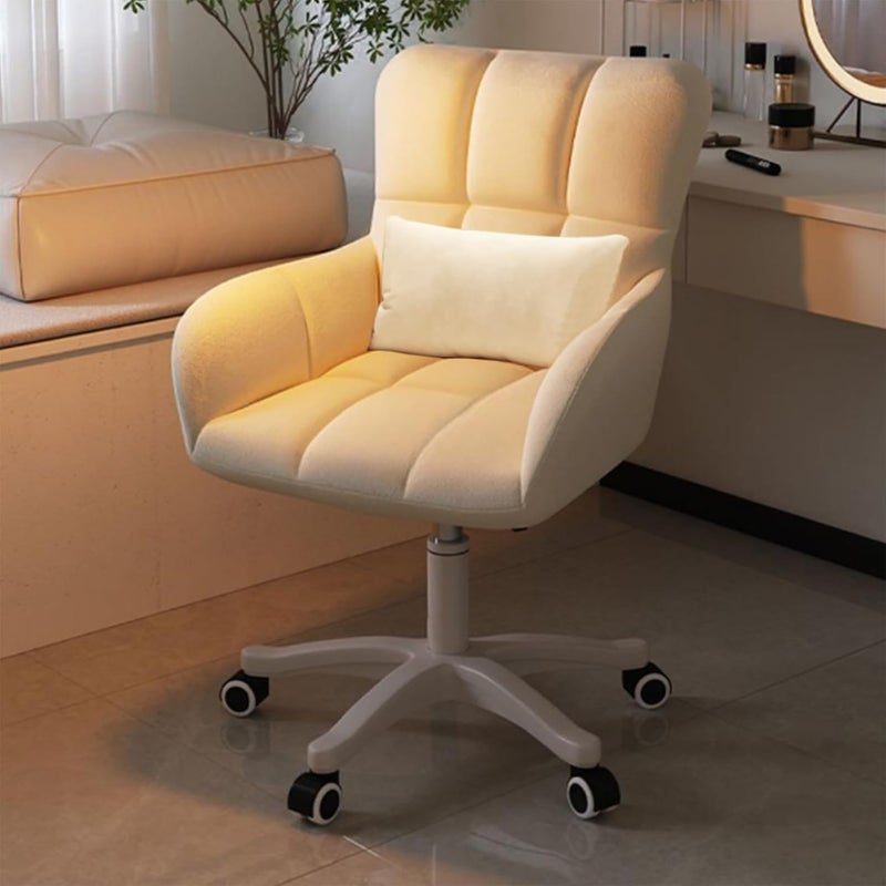 Fohome Home Office Chair with Wheels,360°Swivel Vanity Chair with Lumbar Pillow, Height Adjustable Computer Task Chair for Home Office, Modern Chair - Image 1
