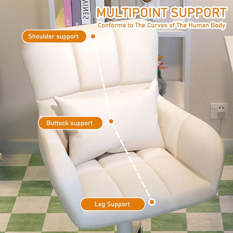 Fohome Home Office Chair with Wheels,360°Swivel Vanity Chair with Lumbar Pillow, Height Adjustable Computer Task Chair for Home Office, Modern Chair - Image 2