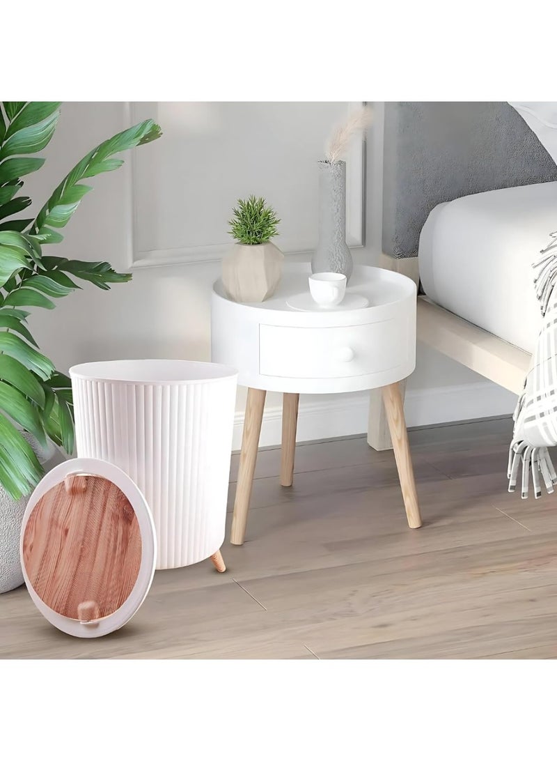 Generic Modern Trash Bin with Wooden Lid and Wooden Legs – Stylish Waste Basket for Home, Office & Bathroom – Multicolor - Image 5