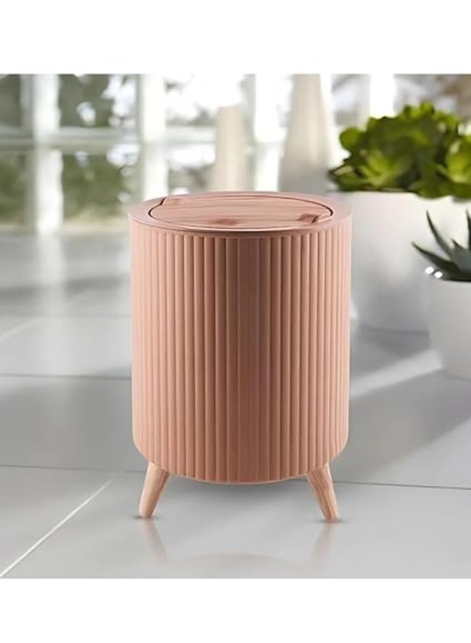 Generic Modern Trash Bin with Wooden Lid and Wooden Legs – Stylish Waste Basket for Home, Office & Bathroom – Multicolor - Image 2