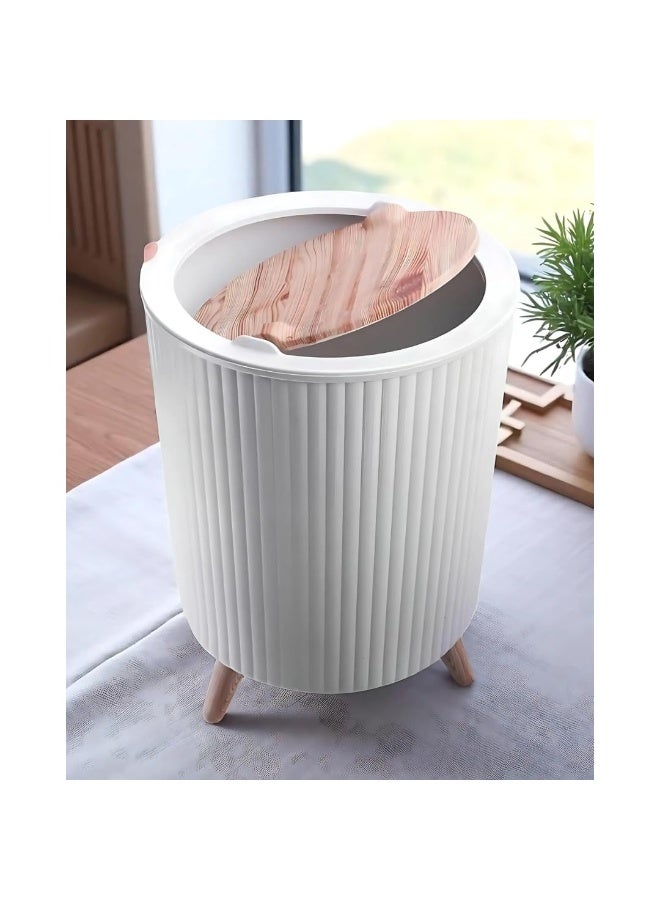 Generic Modern Trash Bin with Wooden Lid and Wooden Legs – Stylish Waste Basket for Home, Office & Bathroom – Multicolor - Image 3