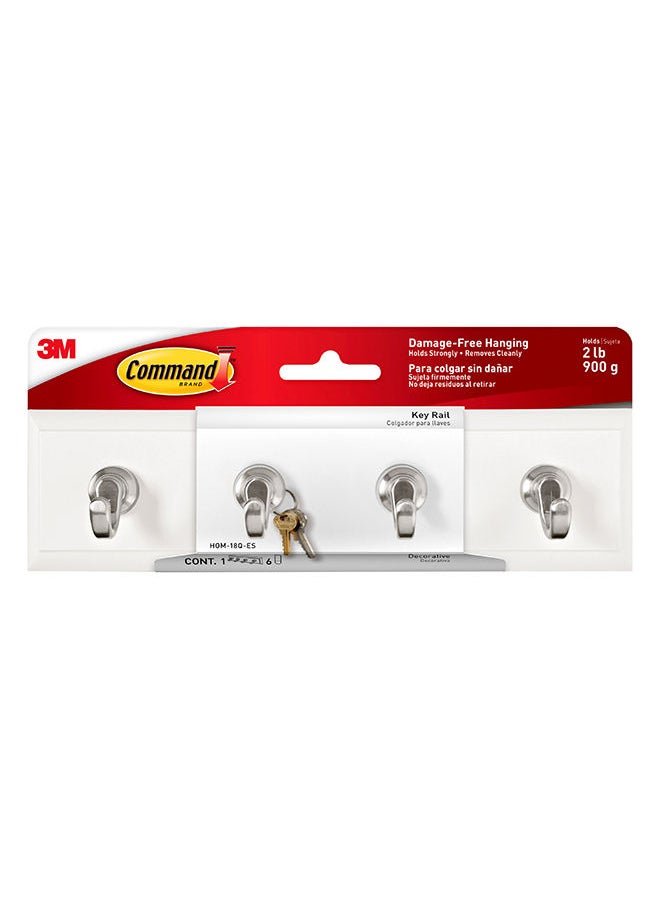 Command - Command HOM18Q Quartz Key Rail. Metal color. 1 rail and 6 strips/pack - Image 1