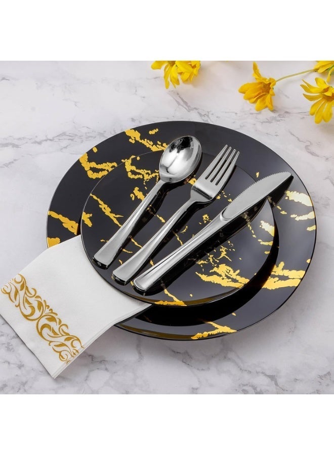 4basix Premium Silver Plastic Cutlery Set, 90 Pieces Flatware Collection Includes 30 Spoons 30 Forks And 30 Knives, Reusable Dining Tableware Set For Home Kitchen Serving And Events - Image 5