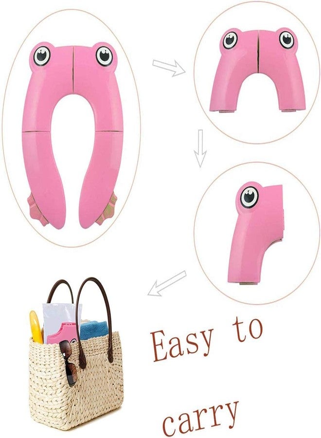 Xpandio Portable Folding Large Non Slip Silionce Pads Potty Training Seat for Kids Boys & Girls, Foldable Toddlers Toilet Seat, Recyclable Potty Seat Cover for Travel (PINK FROGGY) - Image 4