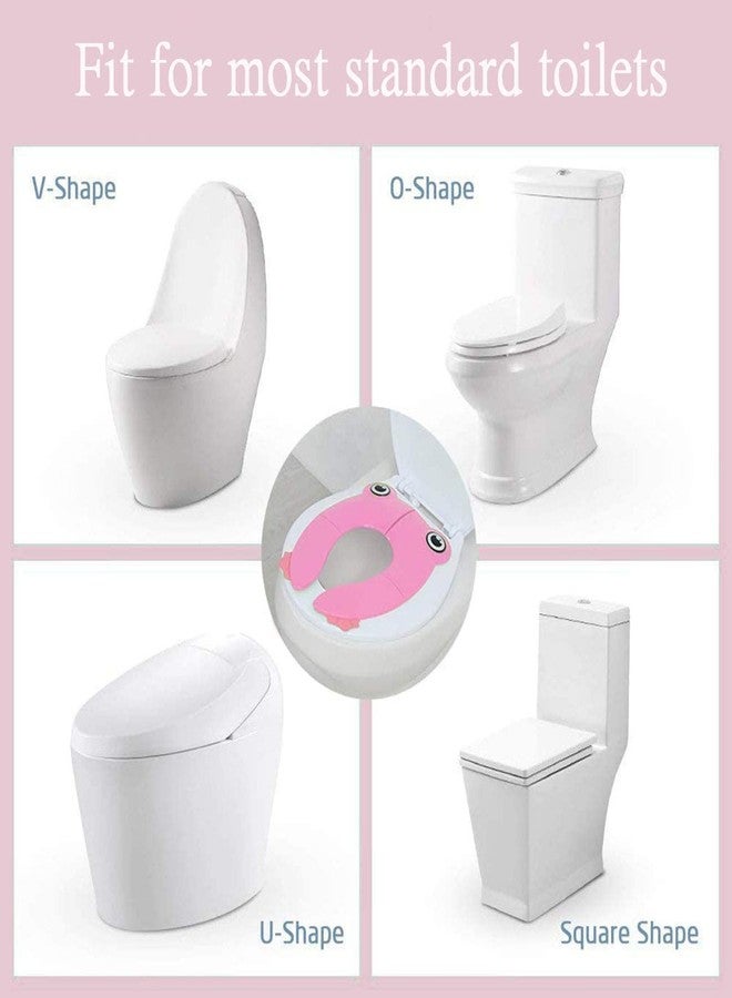 Xpandio Portable Folding Large Non Slip Silionce Pads Potty Training Seat for Kids Boys & Girls, Foldable Toddlers Toilet Seat, Recyclable Potty Seat Cover for Travel (PINK FROGGY) - Image 2